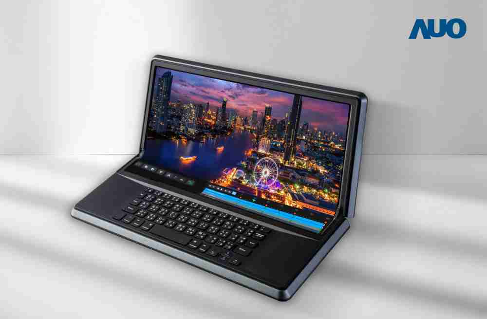 彩霸王14.6吋Micro LED折迭显示屏幕，，，，搭配半径4mm的弯折绞炼，，以及高画素、、、高亮度、、、、高对比度的显示技术特点，，，，即便在大视角下仍保有绝佳色相与亮度